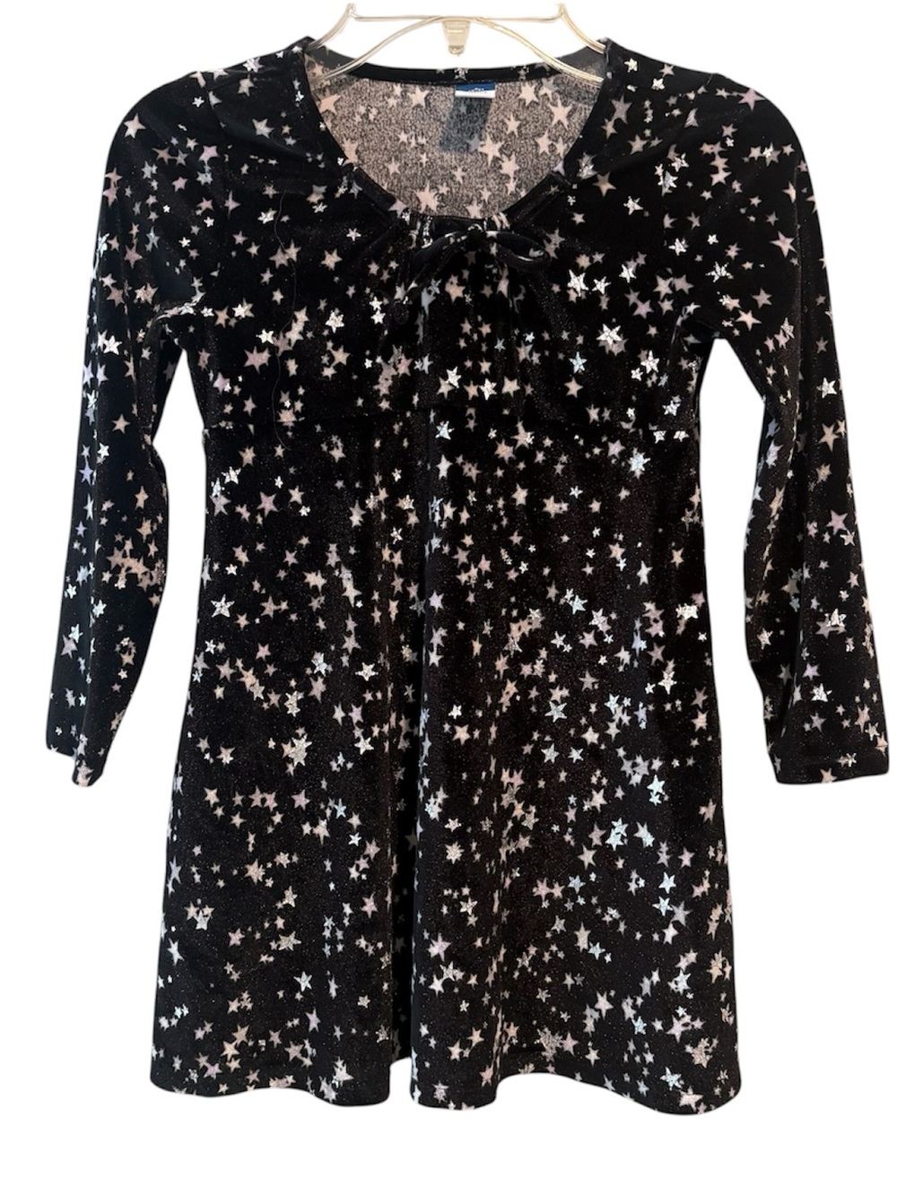 Old Navy Black Velvet Dress Stars Girl’s S (6-7) Celestial Holiday Whimsigoth